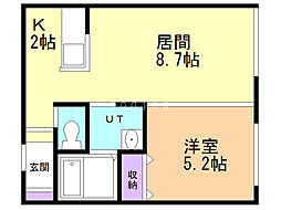 アユミリオン4・3 1LDKの間取図画像