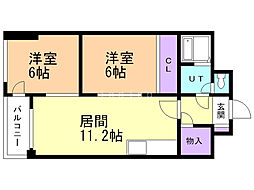 コーポエクセルショール 2LDKの間取図画像