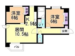 ラフィネ豊平 2LDKの間取図画像