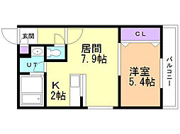 コスモ南平岸 1LDKの間取図画像