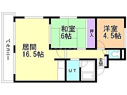 シャトー笠島 2LDKの間取図画像