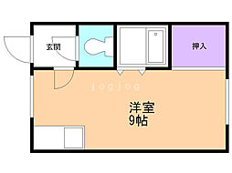 YKハイム ワンルームの間取図画像