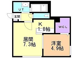 プレシェルト平岸 1LDKの間取図画像