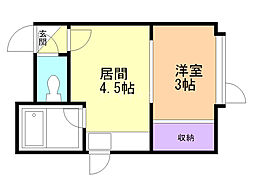 メゾンプレアデス 1Kの間取図画像