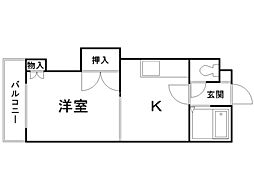 エンドレス三井 1DKの間取図画像