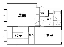清田サンハイム1 2LDKの間取図画像