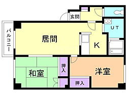 カムヒル 2LDKの間取図画像