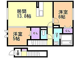 サニーコートドエル 2LDKの間取図画像