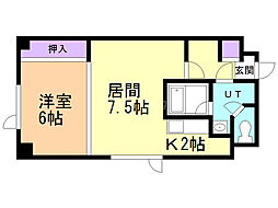 ブルースカイ月寒 1DKの間取図画像