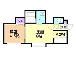 アスティ平岸 1DKの間取図画像