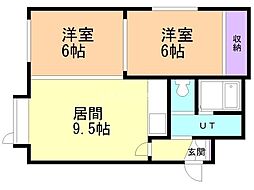 シェーンブルン美園A 2DKの間取図画像