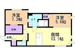 RESIDENCESAPPOROKOULU 2LDKの間取図画像