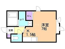 シェリール澄川 1Kの間取図画像