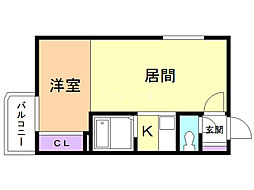 カサデューク平岸83 1LDKの間取図画像