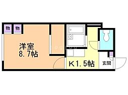 レオパレス月寒ベストフラット 1Kの間取図画像