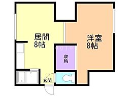 チェリーハウス野村 1LDKの間取図画像