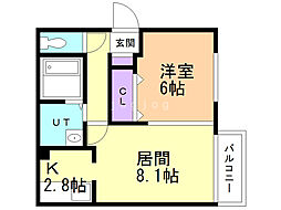 ハイ・ローゼ学園前 1LDKの間取図画像