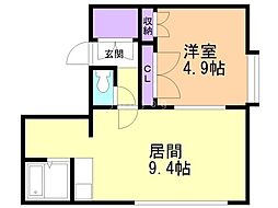 パークコート豊平公園 1LDKの間取図画像