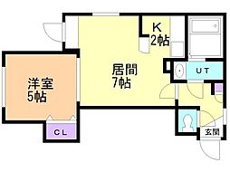 レジデンスミュー 1LDKの間取図画像