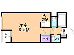 グレイシャス平岸 1Kの間取図画像