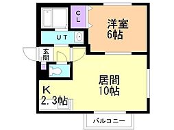 クラリス中の島 1LDKの間取図画像