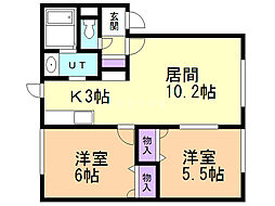 ルミエールエスト月寒 2LDKの間取図画像