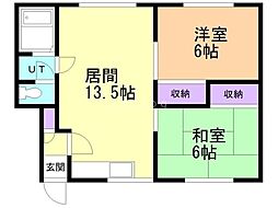 コーポ綾 2LDKの間取図画像