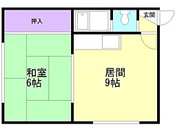 コーポあかしや 1LDKの間取図画像