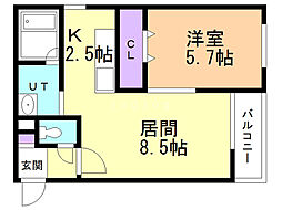 ポラリス3 1LDKの間取図画像