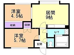 ベルアベニュー 2LDKの間取図画像