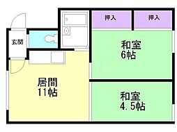加藤ハイツ 2LDKの間取図画像