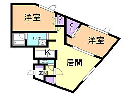 ハイツパティオB 2LDKの間取図画像