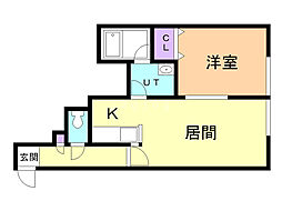 マスカット 1LDKの間取図画像