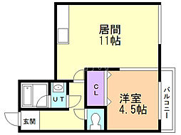 コーポ第2白楊 1LDKの間取図画像