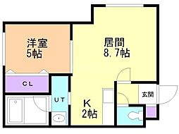 アイリス平岸 1LDKの間取図画像