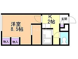 レオパレスメイフラワー清田 1Kの間取図画像