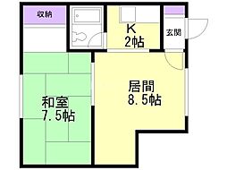 ハイツリバーサイド 1LDKの間取図画像