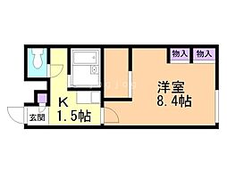 レオパレスリベェール1 1Kの間取図画像