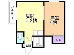 ジュネス札幌 1DKの間取図画像