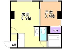 角田ビル 1LDKの間取図画像