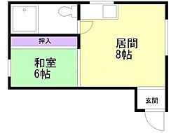公園ハウス 1LDKの間取図画像