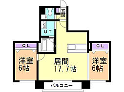 ジュビリー平岸 2LDKの間取図画像