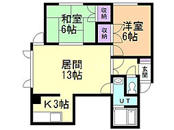 プライムハウス美園B 2LDKの間取図画像