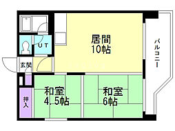 ふじいハイツ平岸 2LDKの間取図画像