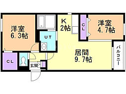 GRANSTAR16 2LDKの間取図画像
