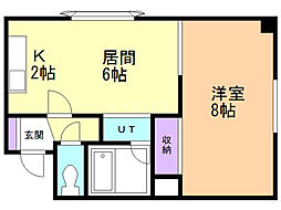 フジエール平岸 1LDKの間取図画像