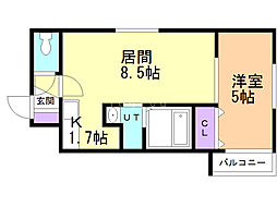 ワイズ月寒西 1LDKの間取図画像