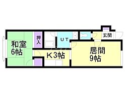 カトレアハイム 1LDKの間取図画像