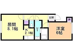 グランメール214 1LDKの間取図画像