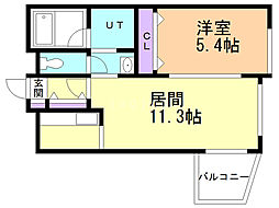 サムティ学園前 1LDKの間取図画像